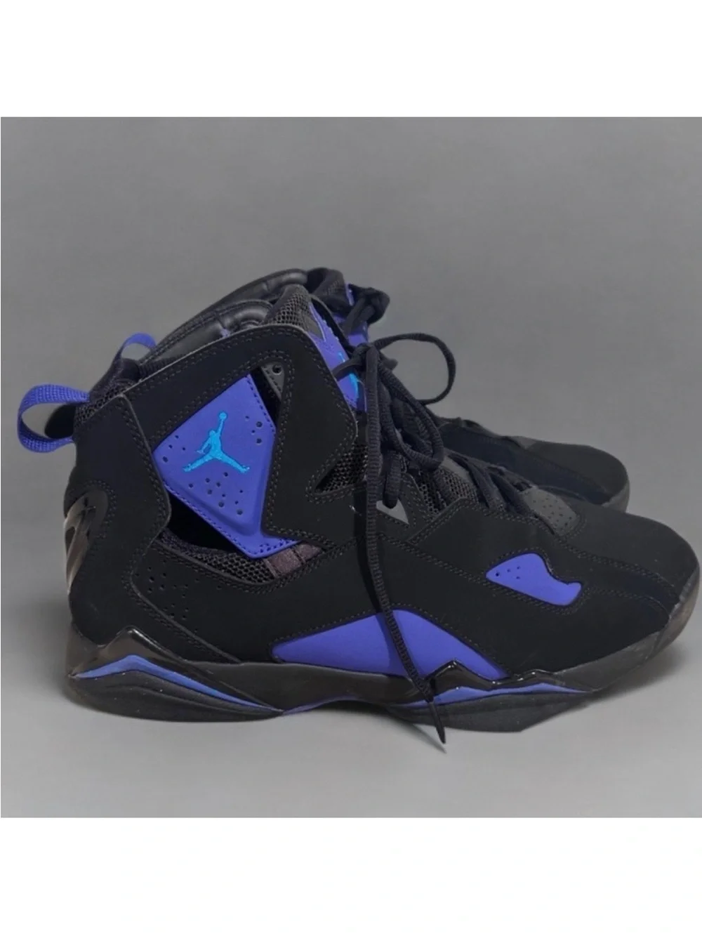 Air Jordan True Flight Black Blue Lagoon Teal Leather Sneakers - Size US 10.5